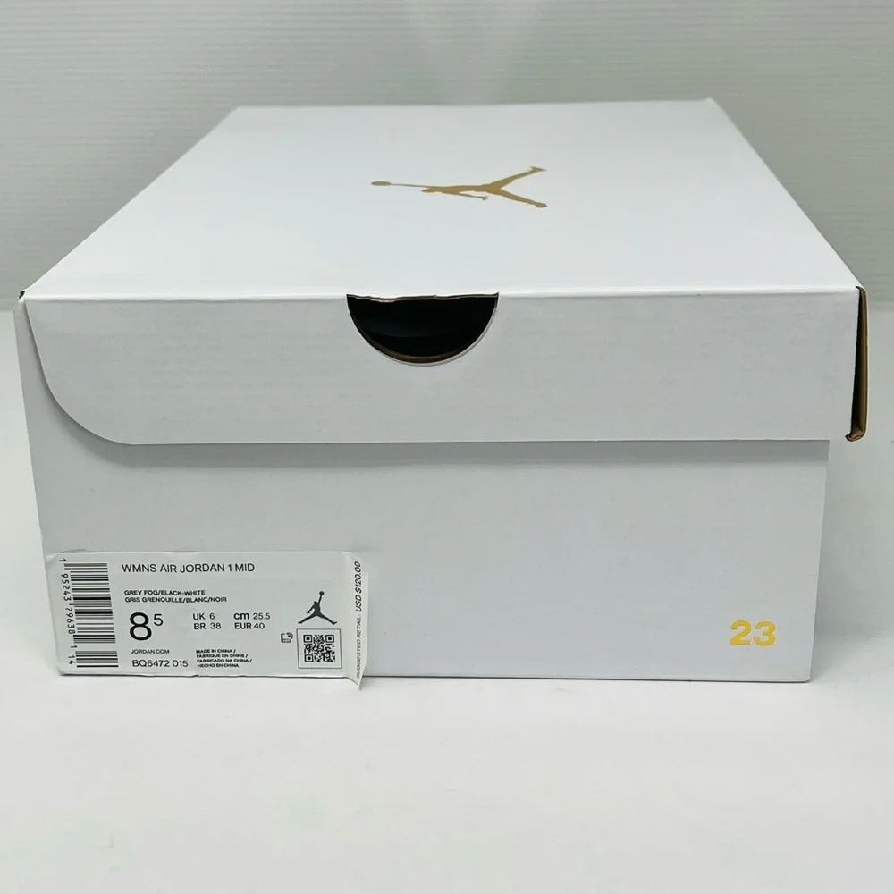 NIKE AIR JORDAN 1 MID**Grey/White Basketball Sneakers**US 7**NIB - Picture 11 of 11
